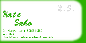 mate saho business card